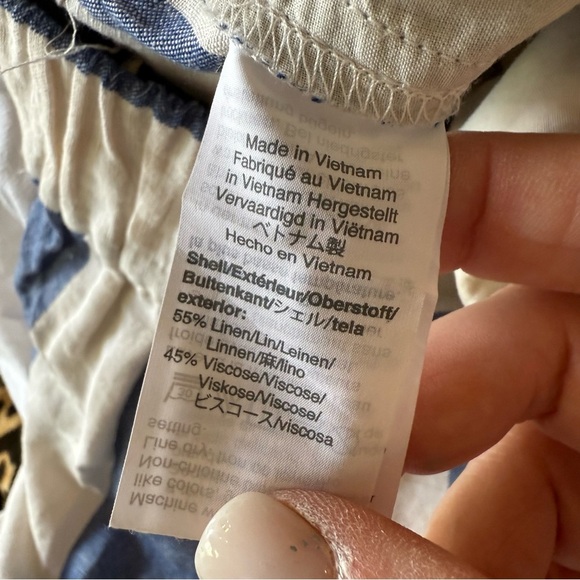 Madewell Huston Pull-On Crop Linen Pants in Stripe - Size Large - Picture 11 of 12